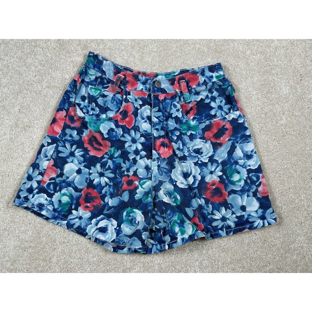 Vintage Match This Womens Size 25 Blue Floral Jean Shorts‎